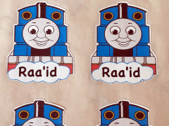 Stationery sticker using Thomas the Tank Engine so that the kids can easily recognise his stuff