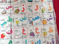 Puzzle made from a chart to learn the Arabic Alphabet