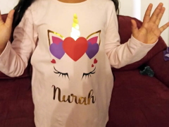 Birthday girl unicorn tshirt in metallic gold htv plus colour